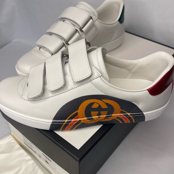 Gucci Other - Gucci unisex white velcro leather sneakers size G4+ for men’s  size US 5.5 new